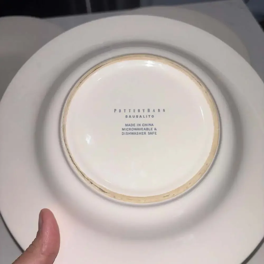 Pottery Barn Sausalito Ivory Rimmed Pasta Bowls, Set of 4